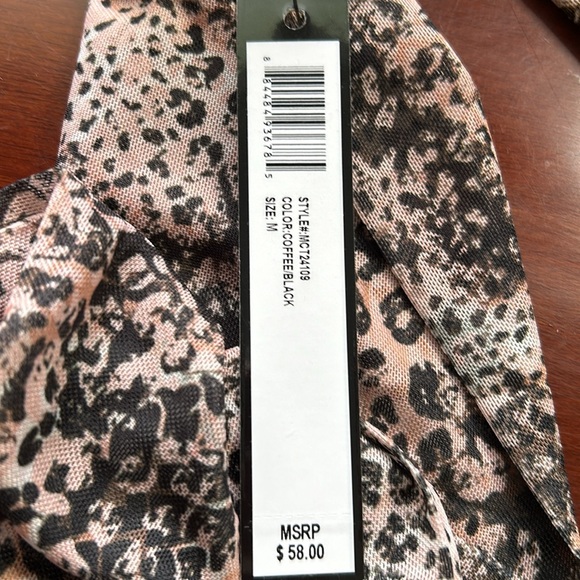 Catherine Malandrino women’s size M mesh‎ animal print Mockneck  blouse, LS - Picture 8 of 8